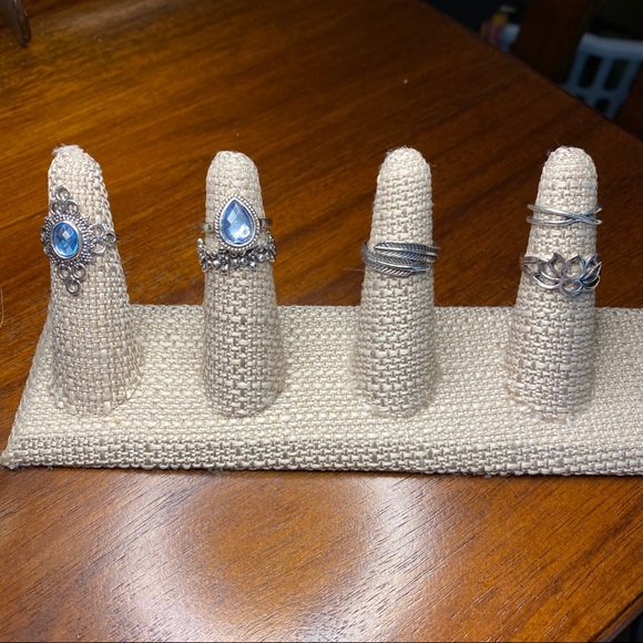 Blue Horizon Set of 7 Silver Knuckle Rings - Picture 1 of 4